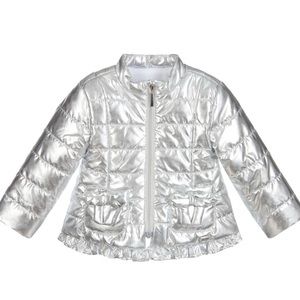 European Girls Silver Puffer Jacket - 18mos